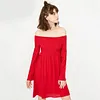 ONLY Brand 2018 NEW fashion sweet comfortable slash neck flare sleeves floral female dresses|117307531