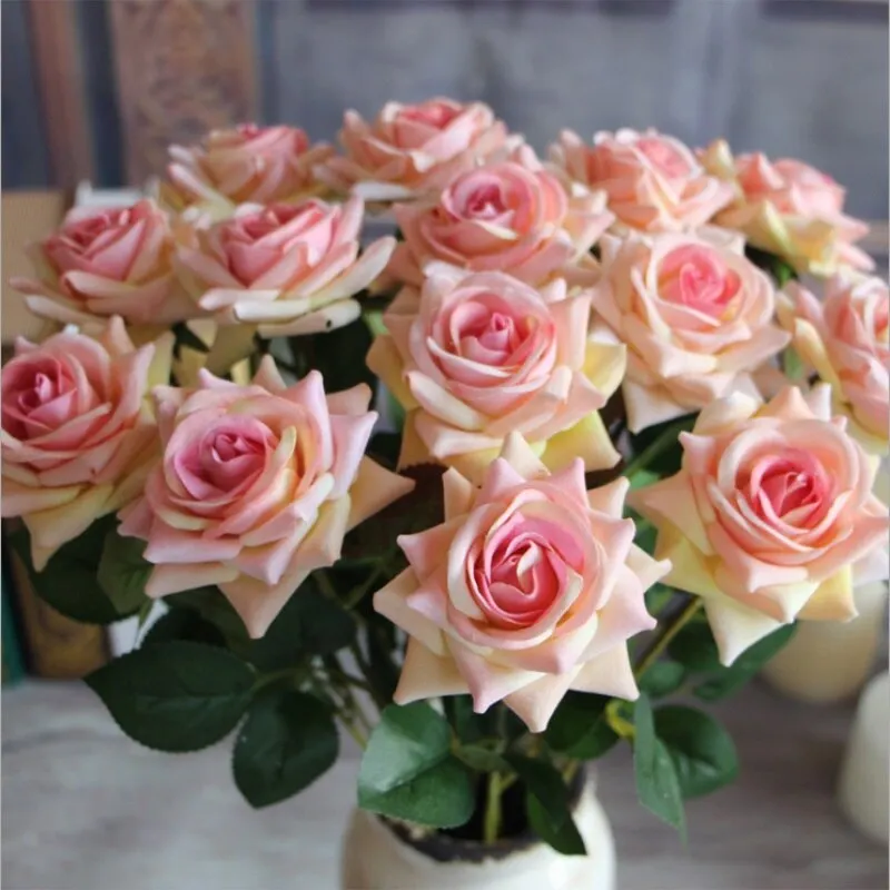 Single Flannel Angle Artificial Silk Large Flowers Rose Decoration Wedding Living Room Home DIY Decoration Fake Flowers