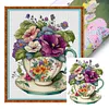 (Stamped/Counted) Flowers In Tea Cup - 18CT Cross Stitch 20*25cm/7.87*9.84in