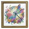 Diamond Painting Wooden Double-Sided Dragonfly and Flowers Ornaments Kit with Photo Frame Desktop