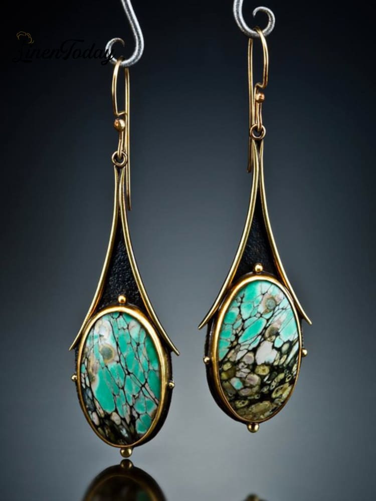 Vintage Turquoise Earrings Golden Accessories