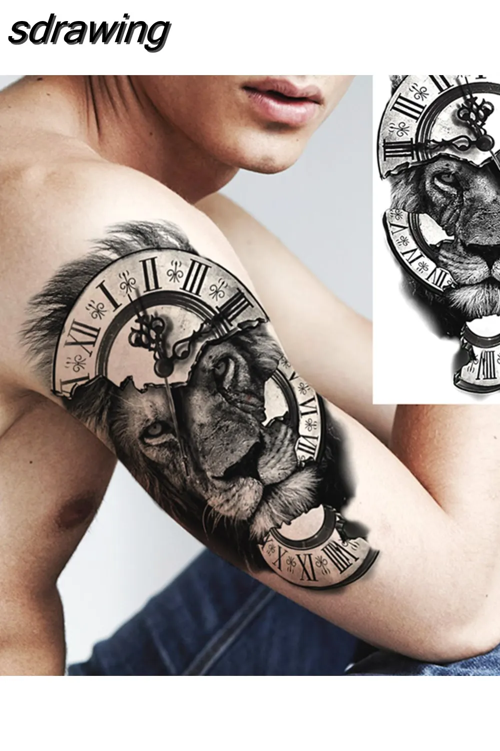 sdrawing Realistic Black Devil Temporary Tattoos For Men Adult Tiger Pirate Skeleton Vampire Fake Tattoo Forearm Scary Tatoo Joker