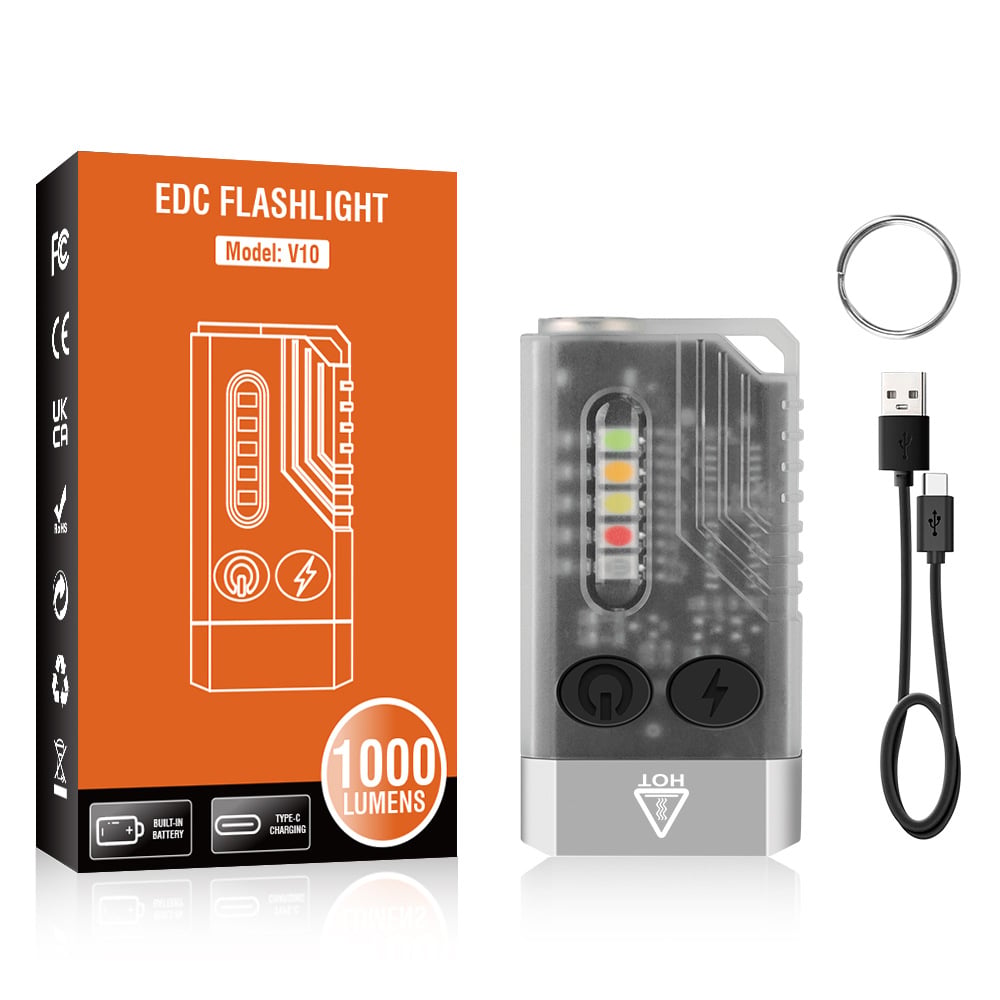 🔥 Small Powerful EDC Flashlight with Red UV Blue Light -Super Bright 1000LM 