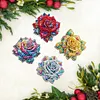 4Pcs Diamond Painting Brooch Rose Flower Brooch Jewelry Kit DIY Diamond Pins