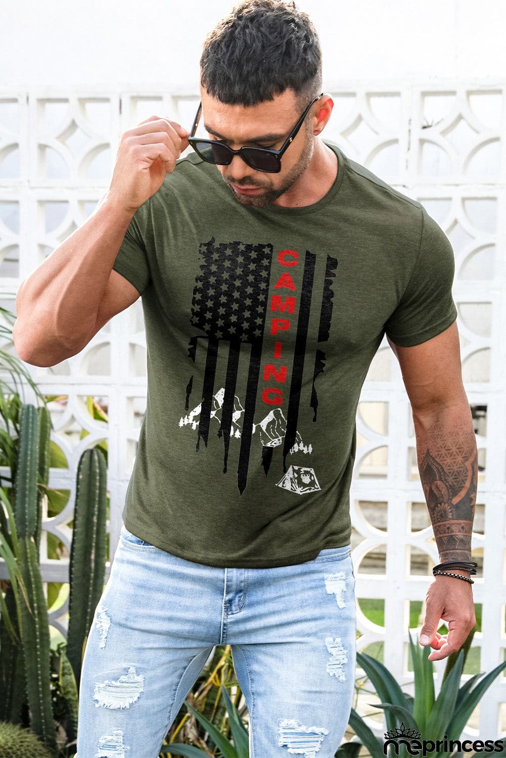 USA Flag Print Men's Tee
