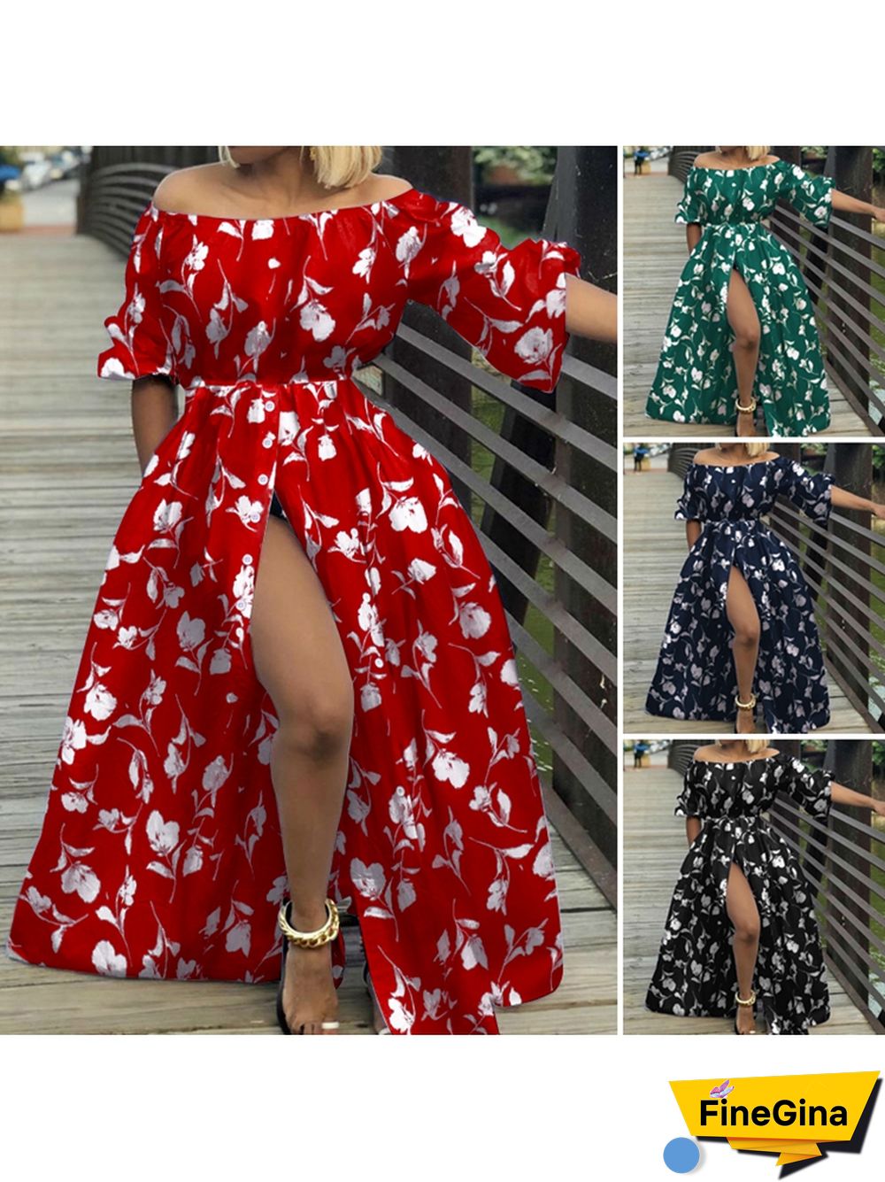 Summer Dresses Women Celmia High Split White Long Sundress Sexy High Waist Maxi Robes Three Quarter Sleeves Party Vestidos