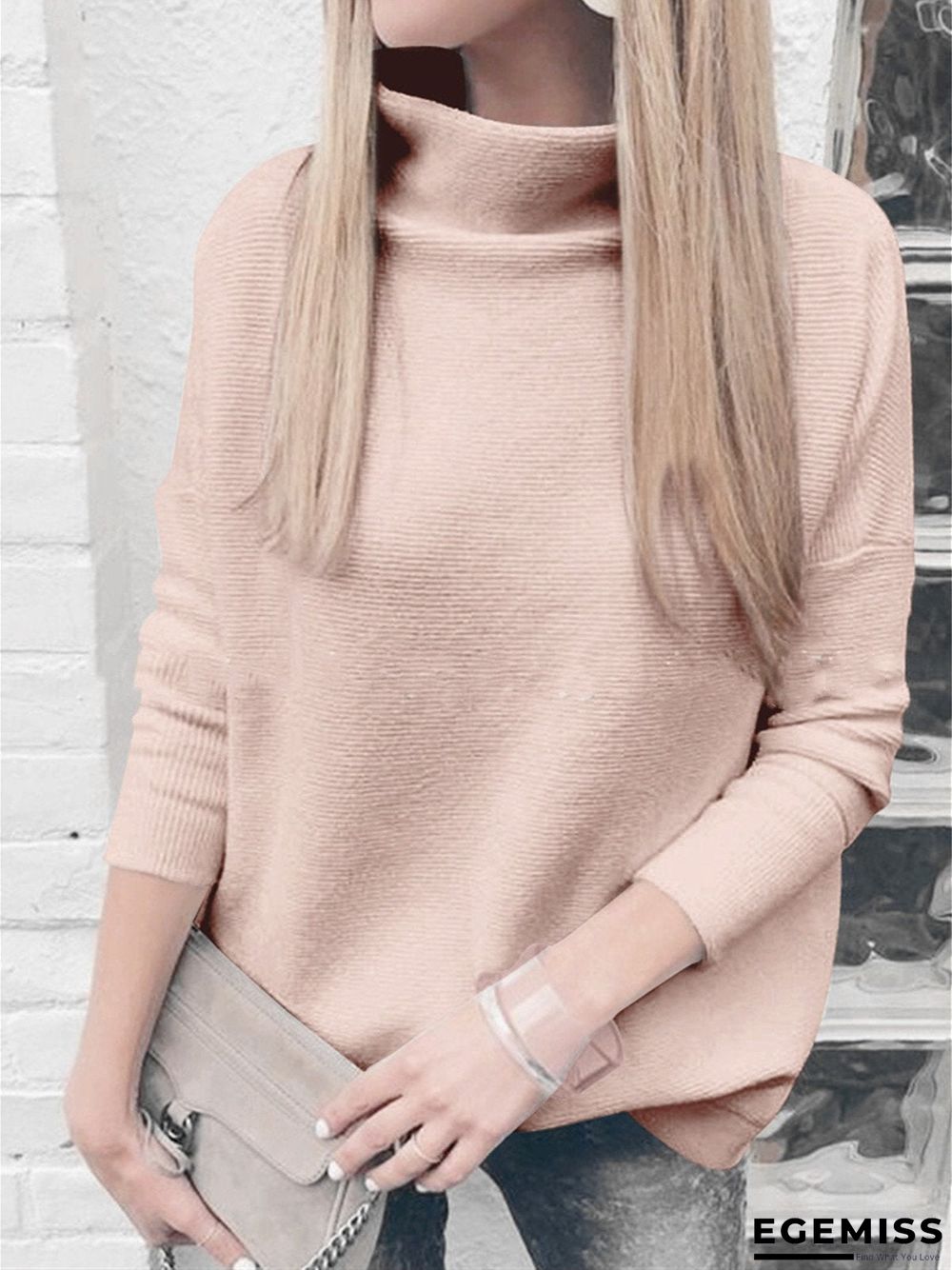 Long Sleeve Turtleneck Knitted Sweater | EGEMISS