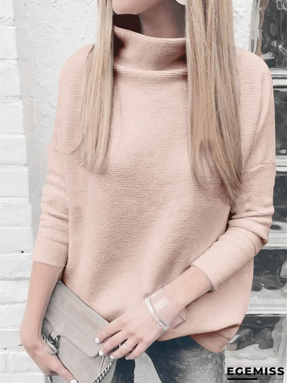 Long Sleeve Turtleneck Knitted Sweater | EGEMISS