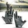 Fishing Gloves for Men 3 Fingers Cut Gloves Angling Cycling Sports Gloves(Black)