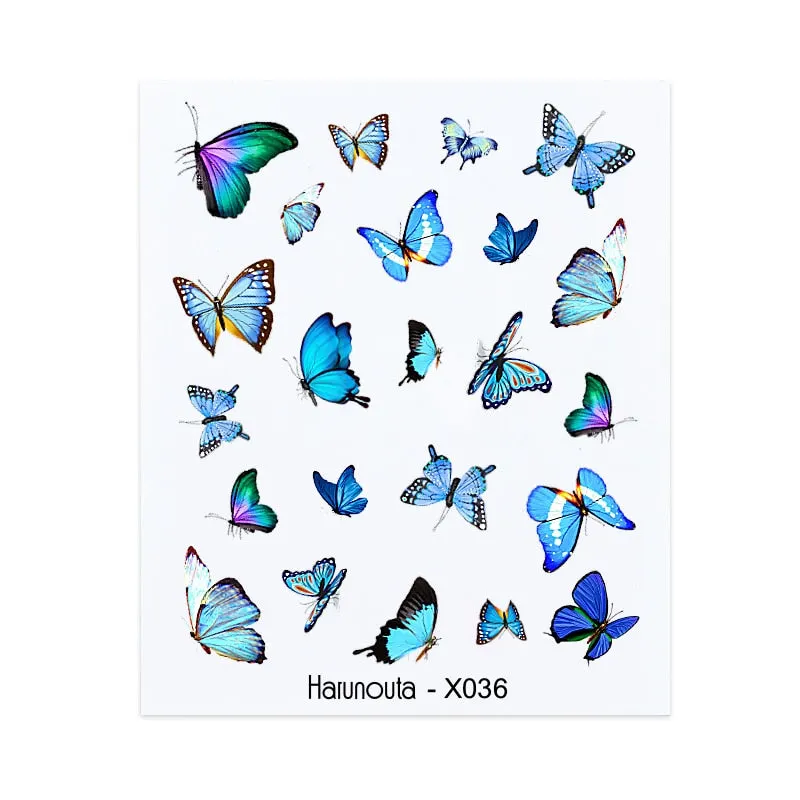 2021 Hot 3D Nail Art Stickers Butterfly Pattern Transfer Sticker Decals Self Adhensive Slider Decoration Nail DIY Design