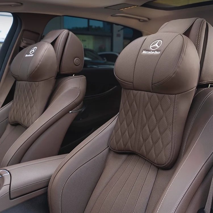 🔥Hot sale exclusive logo🔥Car leather headrest neck pillow car cushion