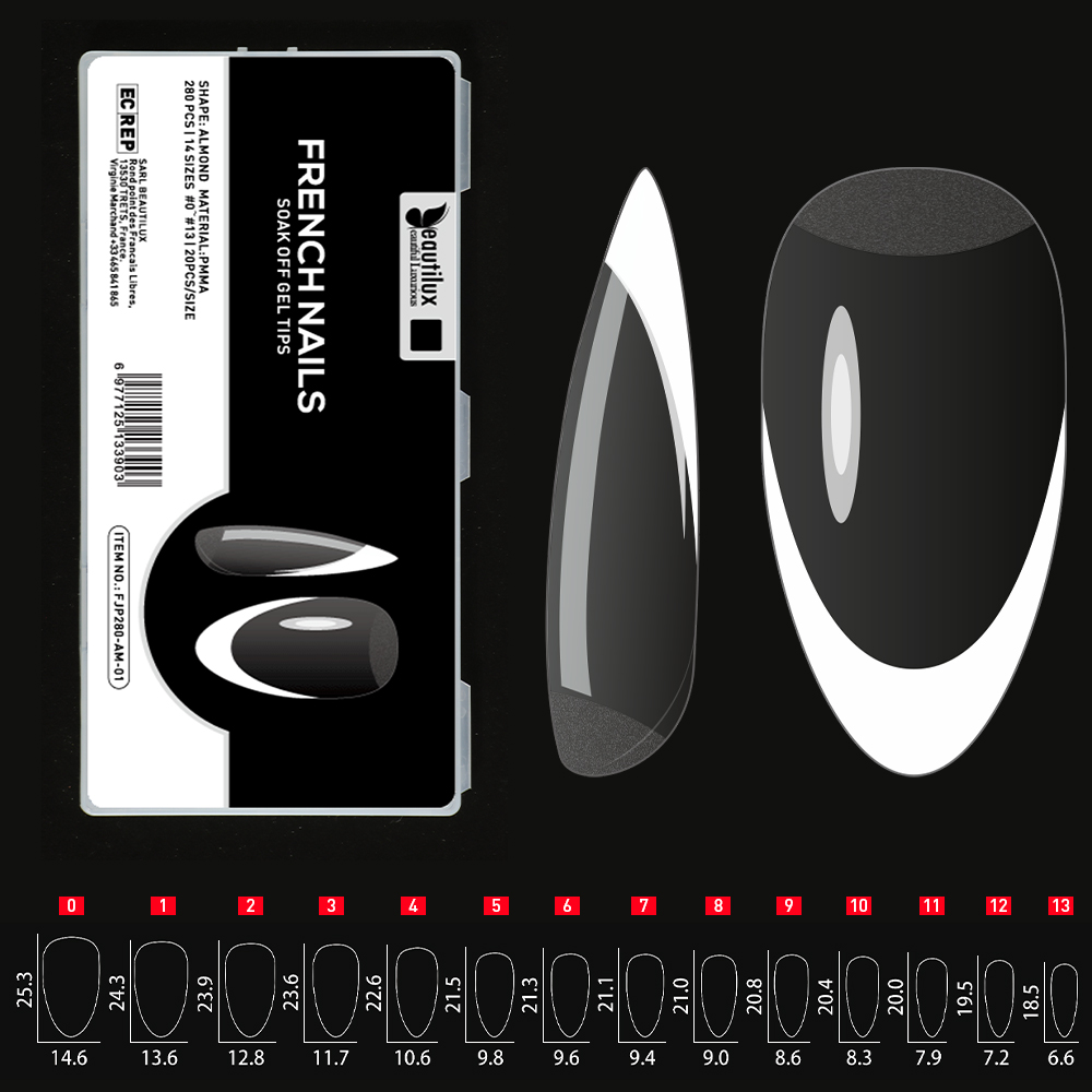 FRENCH CAPSULE NAILS 280pcs | ALMOND