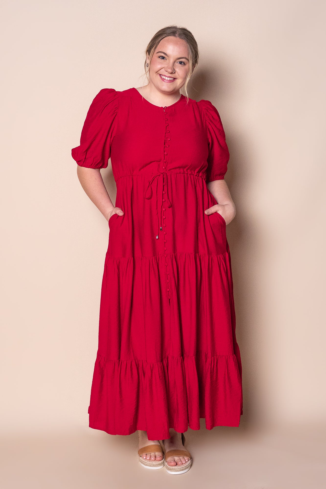 Janice Maxi Dress in Cherry Red