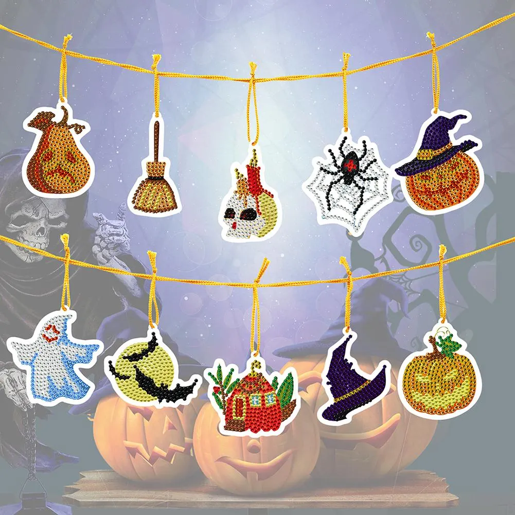 10pcs Halloween DIY Diamond Painting Pendant(Single Side)