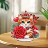 Acrylic Red Rose Cat - 5D DIY Craft Ornament