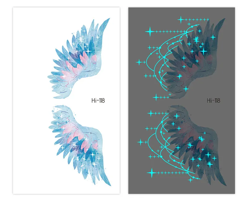Sdrawing Luminous Glowing In Dark Tattoo Stickers Butterfly Daisy Flower Music Night Club Party Temporary Tattoos Shiny Body Art