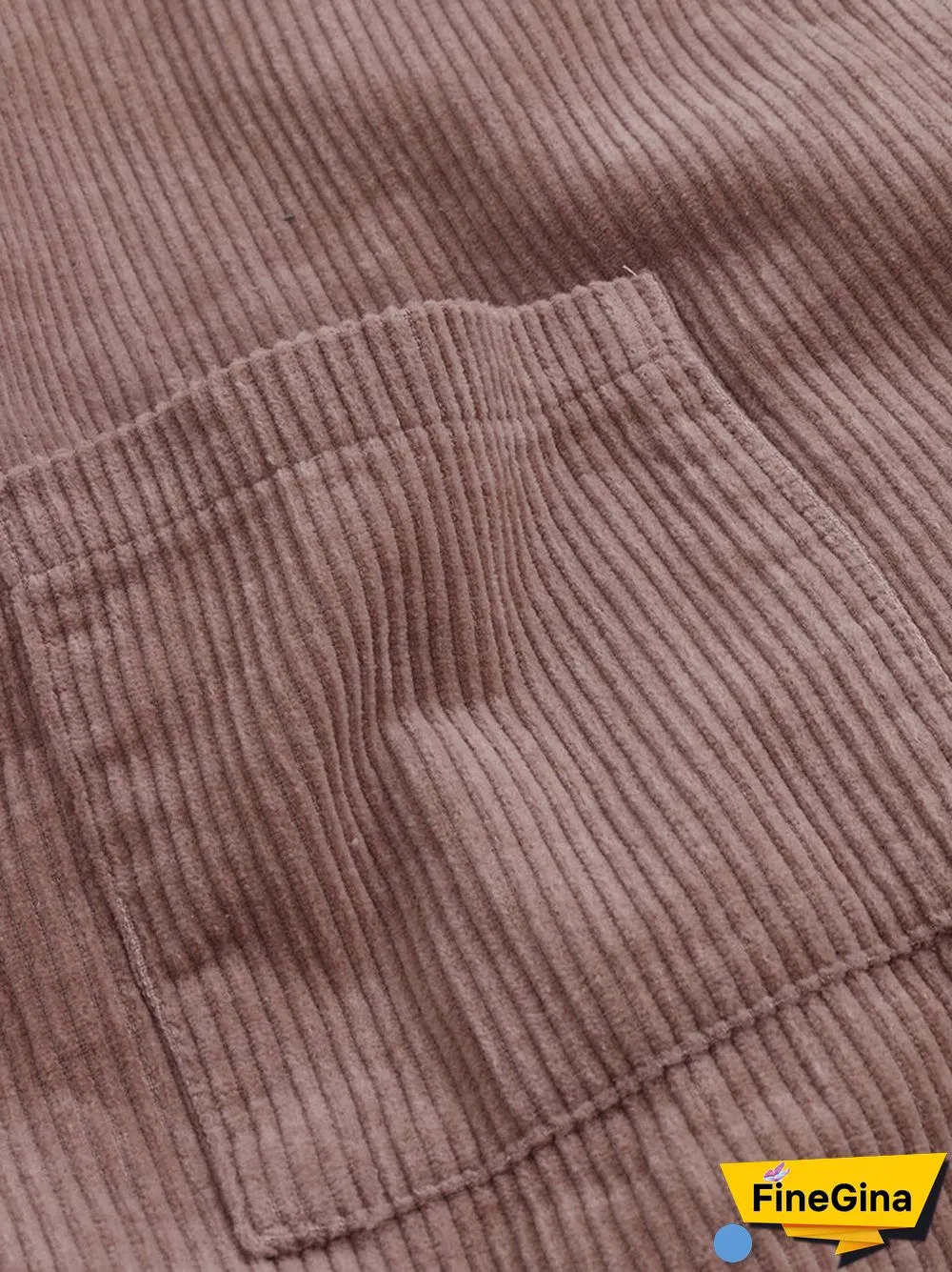 Corduroy Ribbed Solid Pocket Button Lapel Long Sleeve Jakcet