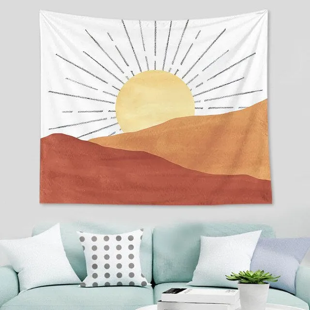 Abstract  nordic Geometric Tapestry Tropic Modern Art Brown Wall Hanging ins Tapestry Decorative Tapestry For Home Decoration