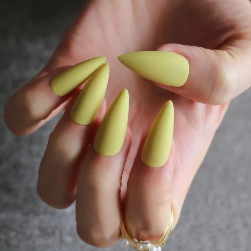 DIY long coffin Matte fake nails INS 10 colors optional Stiletto salon matte false nails salon art false nails-Nail Inspo