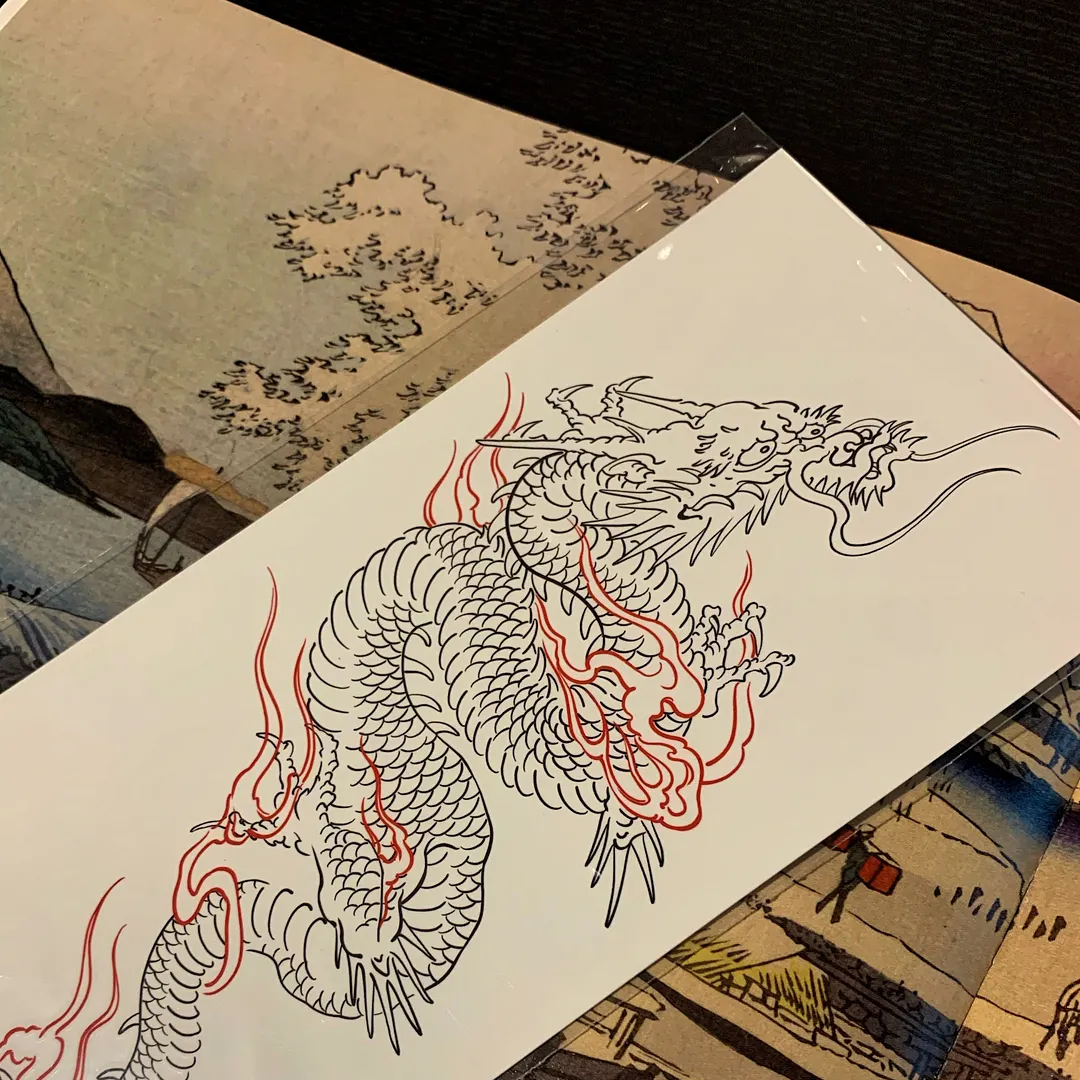 Double Color Chinese Dragon Temporary Tatoo for Men Women Waterproof Arm Body Leg Fake Tattoos Tatuajes Temporales Cool Decals