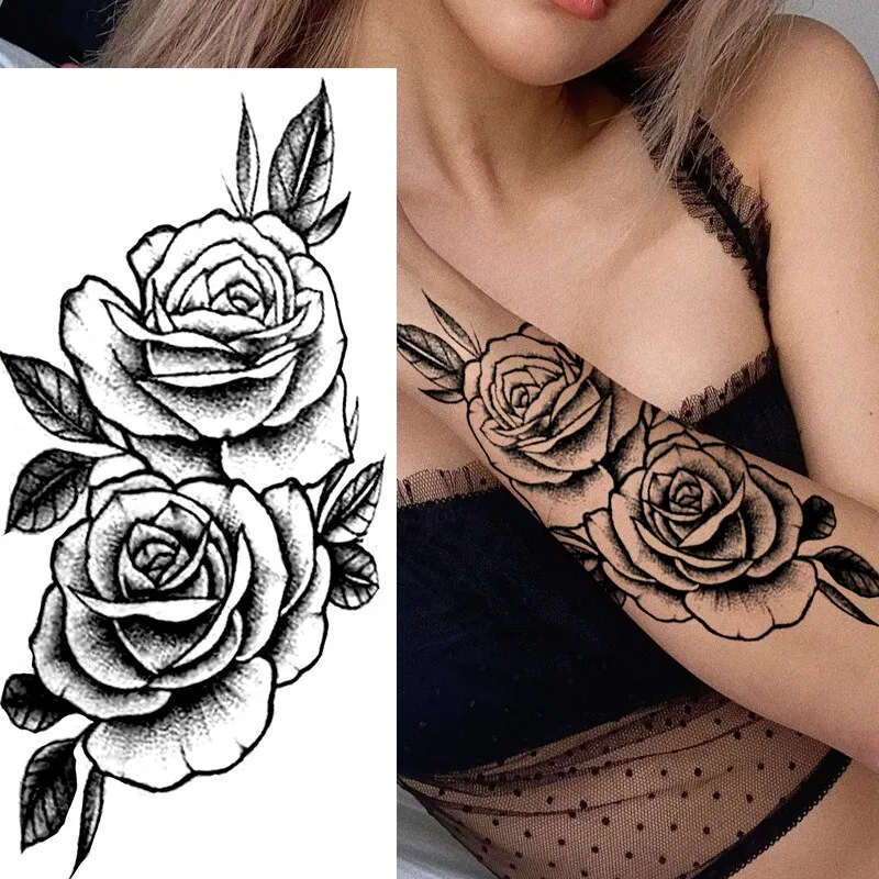 Sdrawing Tattoos New Flash Waterproof Temporary Tattoo Sticker Lip Print Flowers Butterfly Body Art Arm Fake Sleeve Tatoo for Women