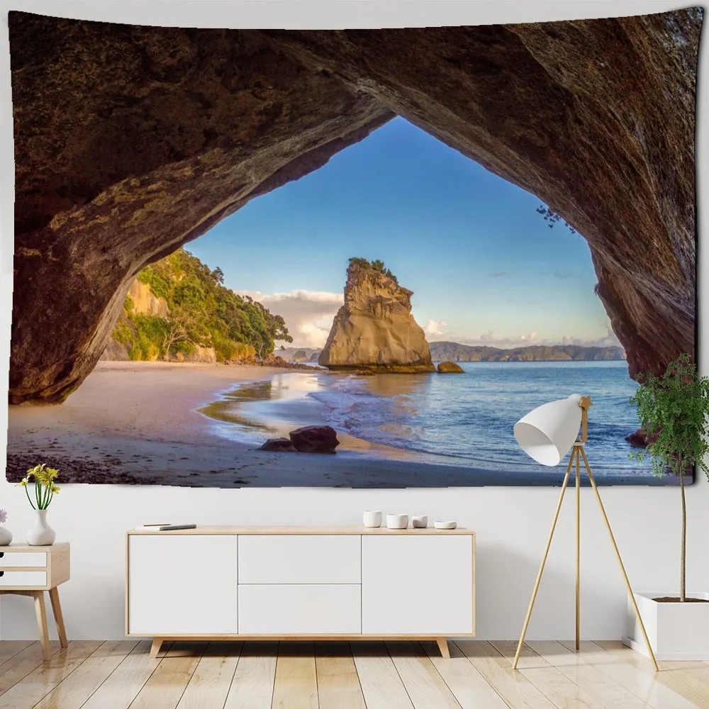Sunset Seascape Tapestry Wall Hanging Bohemian Style Hippie Witchcraft Aesthetics Room Bedroom Home Decor