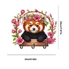 (US Local)Wooden Special Shape Raccoon 2 Hooks Diamond Painting Hook Rail for Wall Cabinet