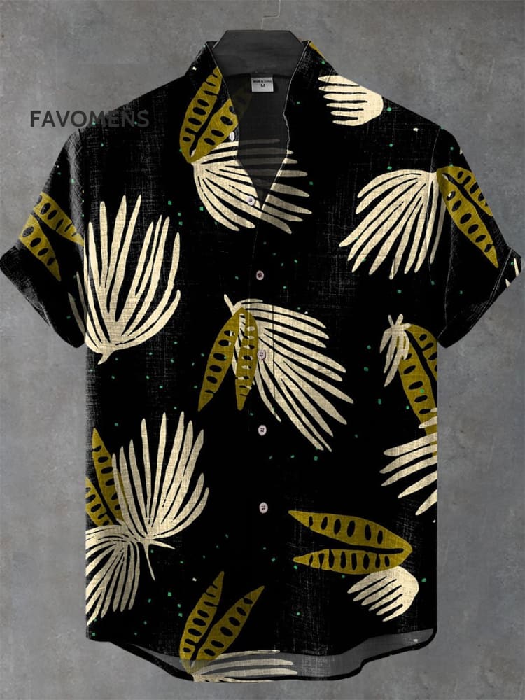 Vintage Botanical Art Print Casual 100% Cotton Shirt Multicolor / S