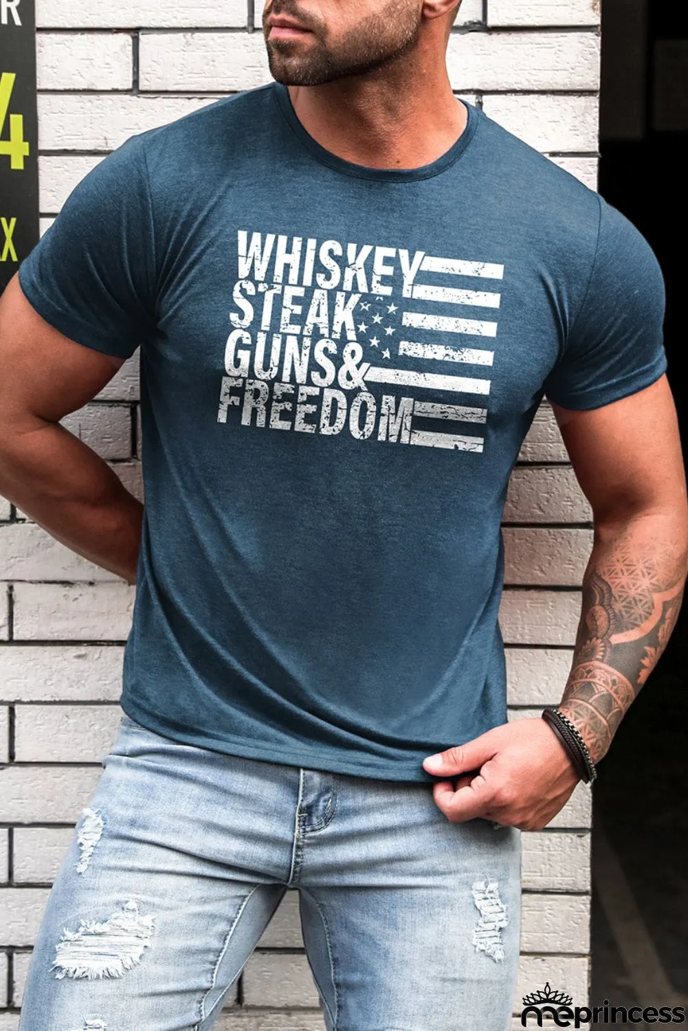 USA Flag Print Men's Tee