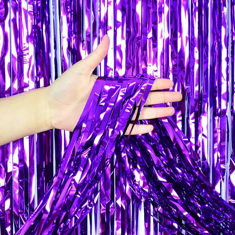 2M Party Backdrop Glitter Rose Gold Tinsel Fringe Foil Curtain Kids Adult Birthday Party Wedding Decoration Supplies Baby Shower