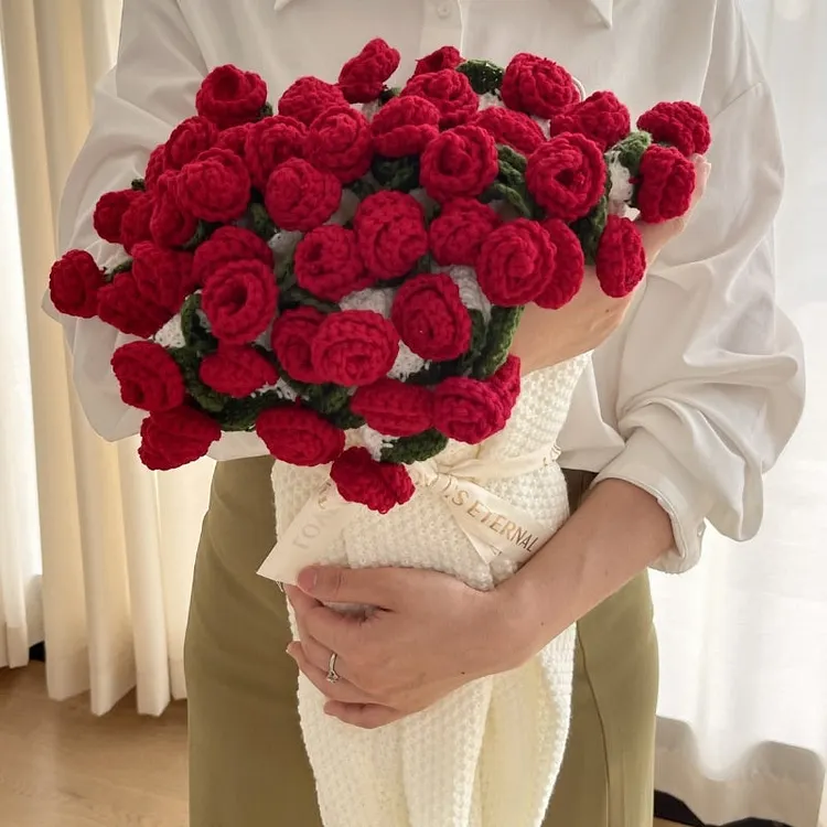 Hand-Knitted Rose Blanket - DIY Kit or Ready-Made Gift The Cold Blanket
