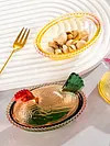 Vintage-Style Glass Hen on Nest Dish with Lid Tabletop Dessert Plate Snack Bowl