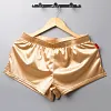 Men's Satin Boxer Shorts Ice Silk Pajamas Boxers with Lining Pouch