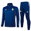 Joyfball 2025/2026 Kids Size Real Madrid Long Zipped Jacket Retro Version Royal Blue Soccer Jersey  1:1 Thai Quality 