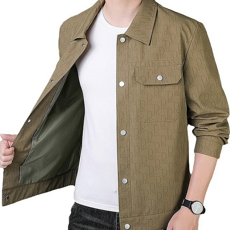 Men's Casual Jacket with Notch Lapel Collar