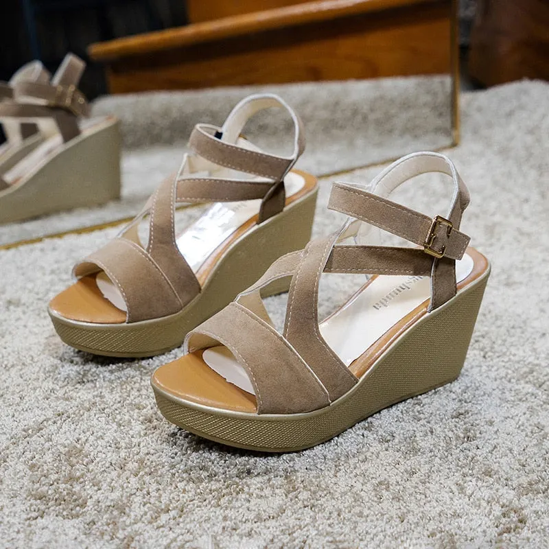 Lace Leisure Women Wedges Heeled Women Shoes 2022 Summer Sandals Party Platform High Heels Shoes Woman Zapatos De Mujer