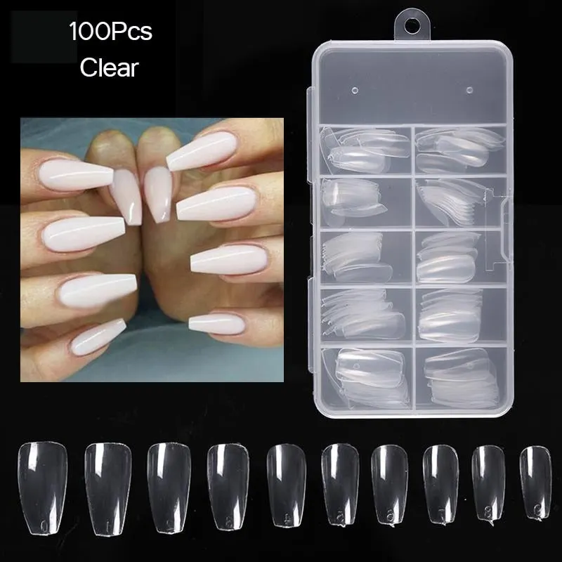 120Pcs False Full Nail Tips Quick Building Mold Tips Nail Dual Forms Finger Extension Nail Art UV extension Easy Find Nail Tools-Nail Inspo