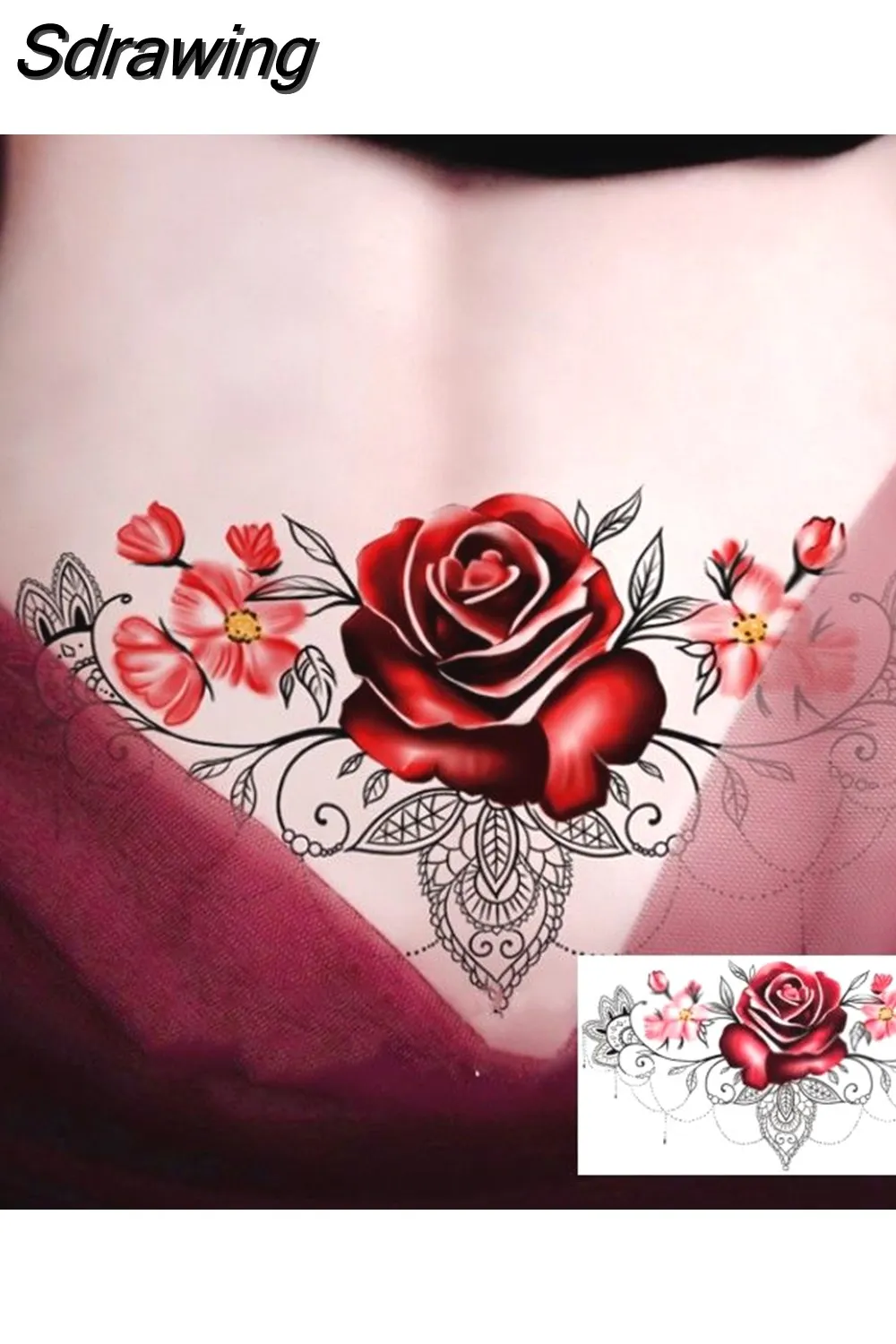 Sdrawing 4/5/9/10/18 PIeces Long Lasting Blue Flower Jewelry Tattoo Sticker Sexy Belly Block Scar Stretch Marks Waterproof Tattoo Sticker 715-1