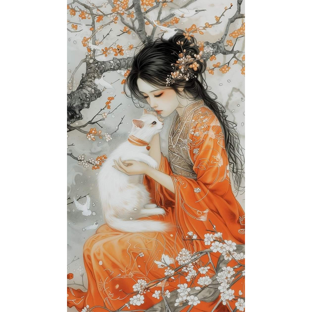 Woman in Chinese Clothing-Paint by Numbers-40x70cm