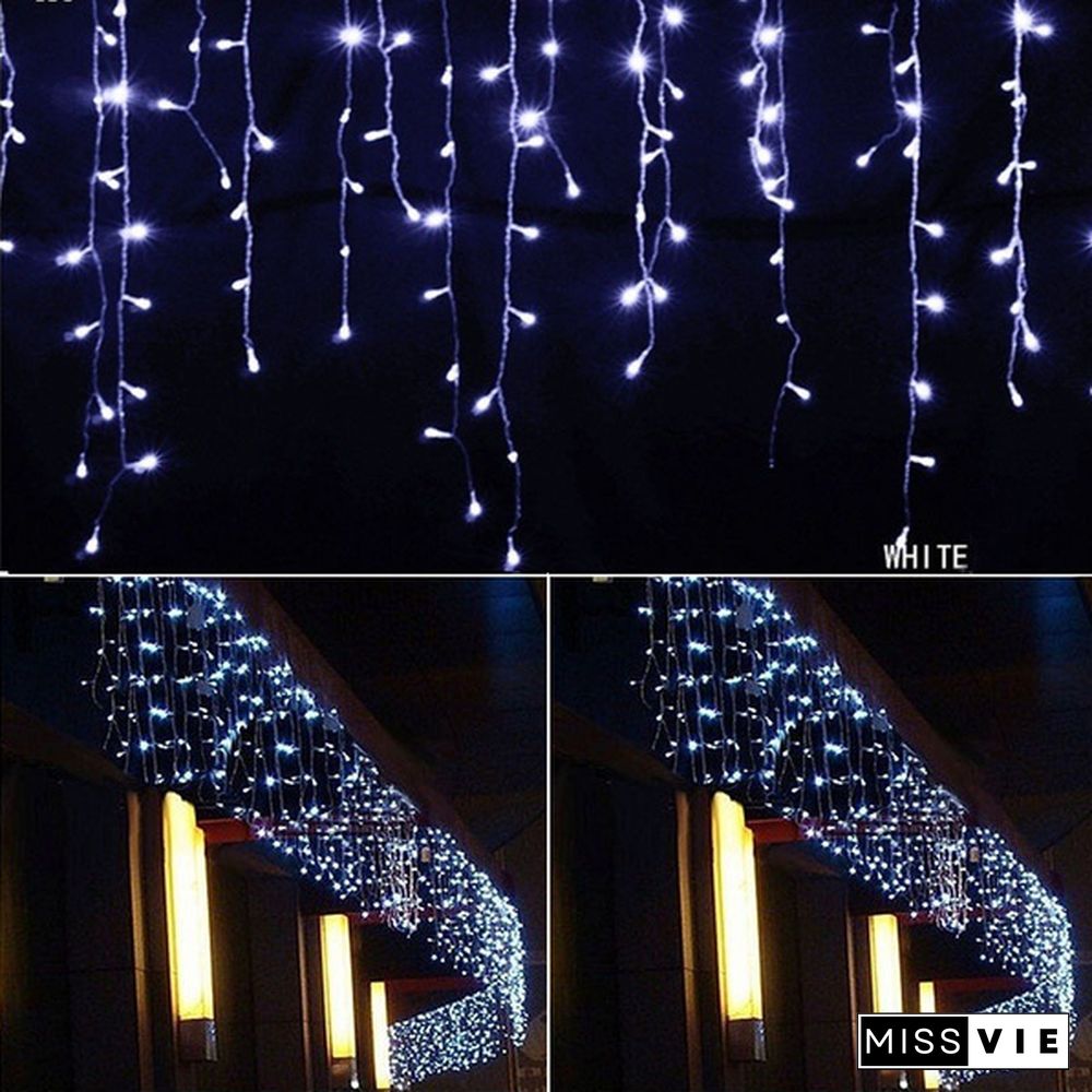 New Droop Curtain Icicle String Light 100LED 10M Christmas/Wedding/Party Decoration Lights Garland AC 110V 220V Outdoor Waterproof Led Lamp 4 Colors
