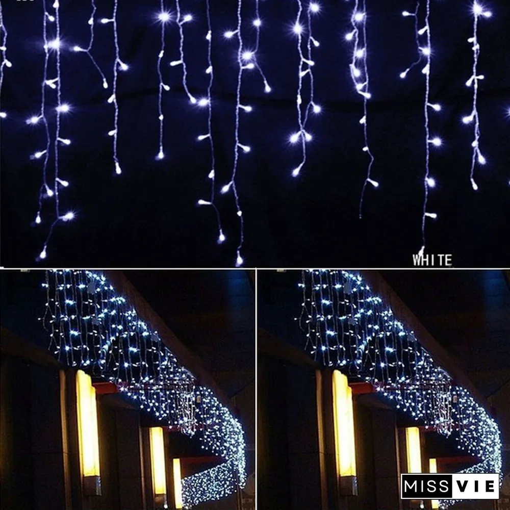 New Droop Curtain Icicle String Light 100LED 10M Christmas/Wedding/Party Decoration Lights Garland AC 110V 220V Outdoor Waterproof Led Lamp 4 Colors