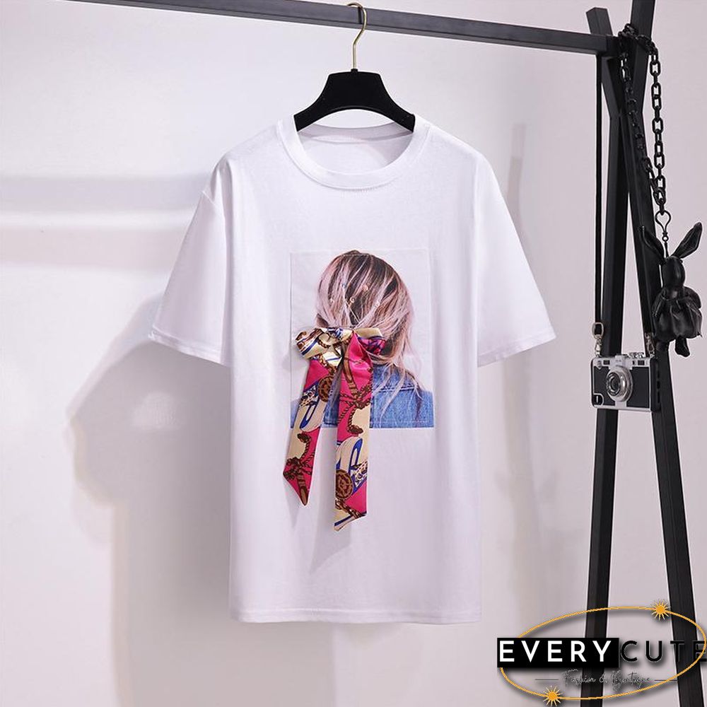 Fashion Print Tee+ Denim Shorts P11654