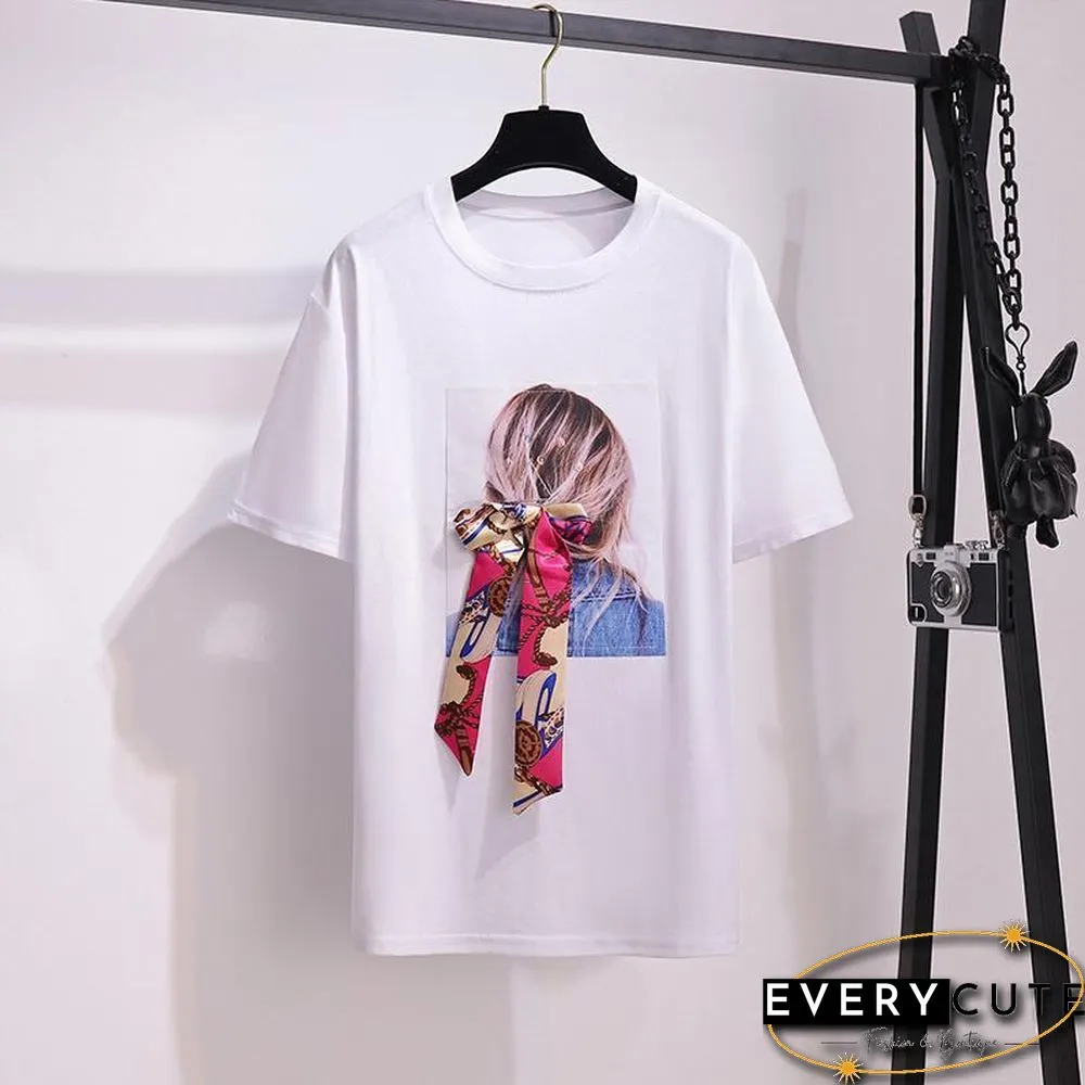 Fashion Print Tee+ Denim Shorts P11654