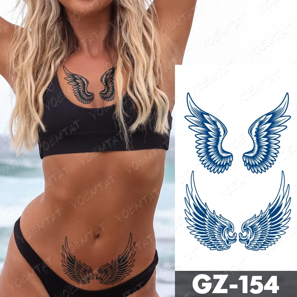 Juice Lasting Waterproof Temporary Tattoo Sticker Rose Butterfly Moon Sun Diamond Heartbeat Wave Flash Fake Tattoos Ink Body Art