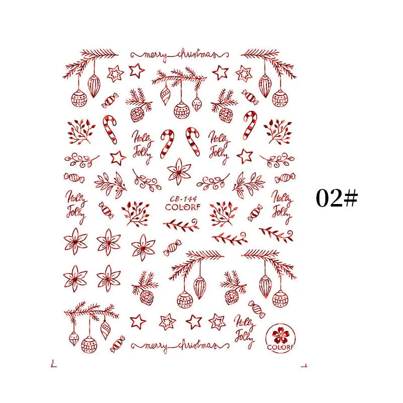 1 Sheet Christmas 5D Nail Stickers Gold And Sliver Snowflakes Transfer Nail Decals Slider Decoration For Manicuries