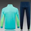 2024 Brazil Long Zipped Jacket West Lake Blue Football Shirt 1:1 Thai Quality