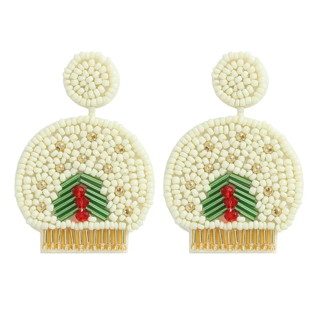 Dvacaman Bohemian Colourful Weave Beaded Flower Statement Drop Earrings Women Ethnic Handmade Seed Beads Dangle Earrings Jewelry