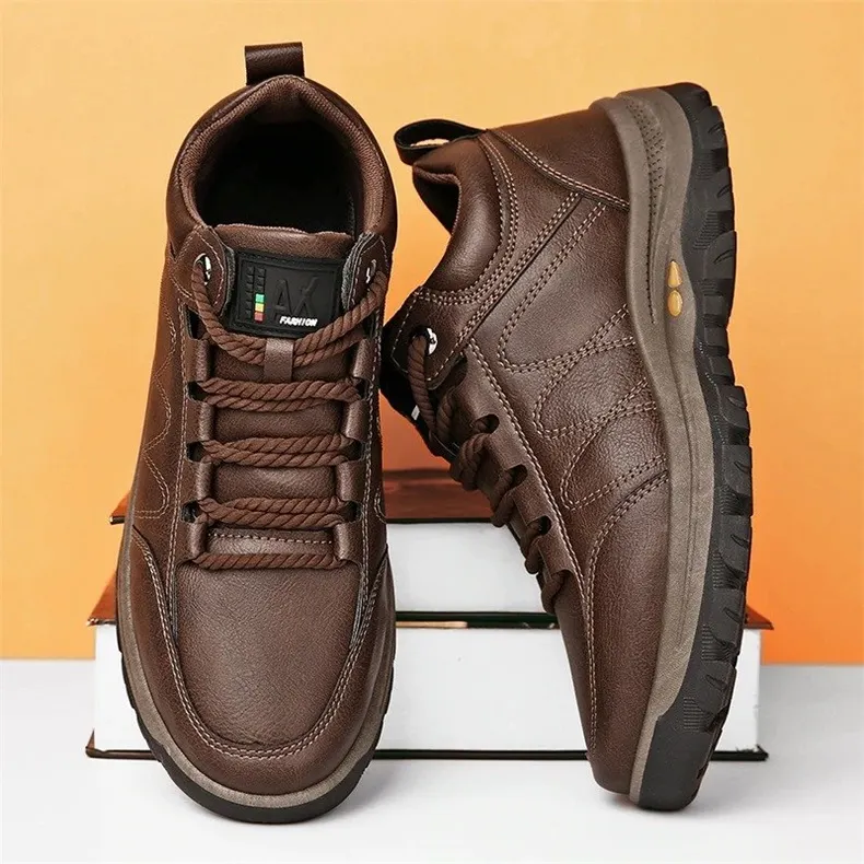  Men's Casual Hand Stitching Leather Arch Support Shoes