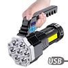 USB Charging IPX 4 LED Camping Waterproof Flashlight Search Light 4 Light Modes