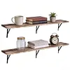 [US Local Warehouse] 5 Tier Floating Shelves 72.05x11.81x7.87in Wall Mounted Hanging Shelf with Metal Bracket for Living Room Kitchen Bathroom Home Storage